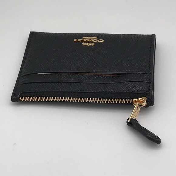 NWT! COACH Women`s Mini Skinny ID Case Black With Gold Hardware - Picture 4 of 7
